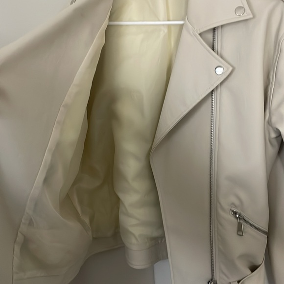 Missguided cream leather jacket - Picture 4 of 8